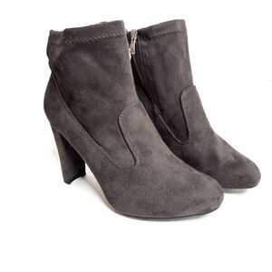 Women's‎ Dark Gray Suede Block Heel Ankle Boots Tassel Detail Grunge 7
